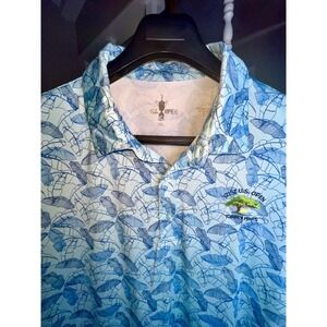 Men's 3X US Open polo Golf Shirt Lightweight Blue Leafy Torrey Pines
Silky